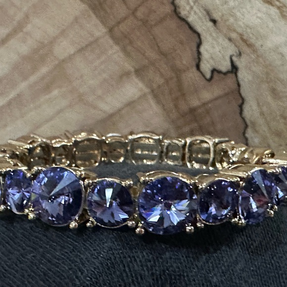 Tasha Gold Plate Bracelet with light Purple Crystal Stones - Picture 3 of 6